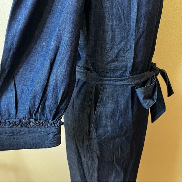 Draper James the waist jumpsuit in chambray dark wash NEW XS - Picture 5 of 12